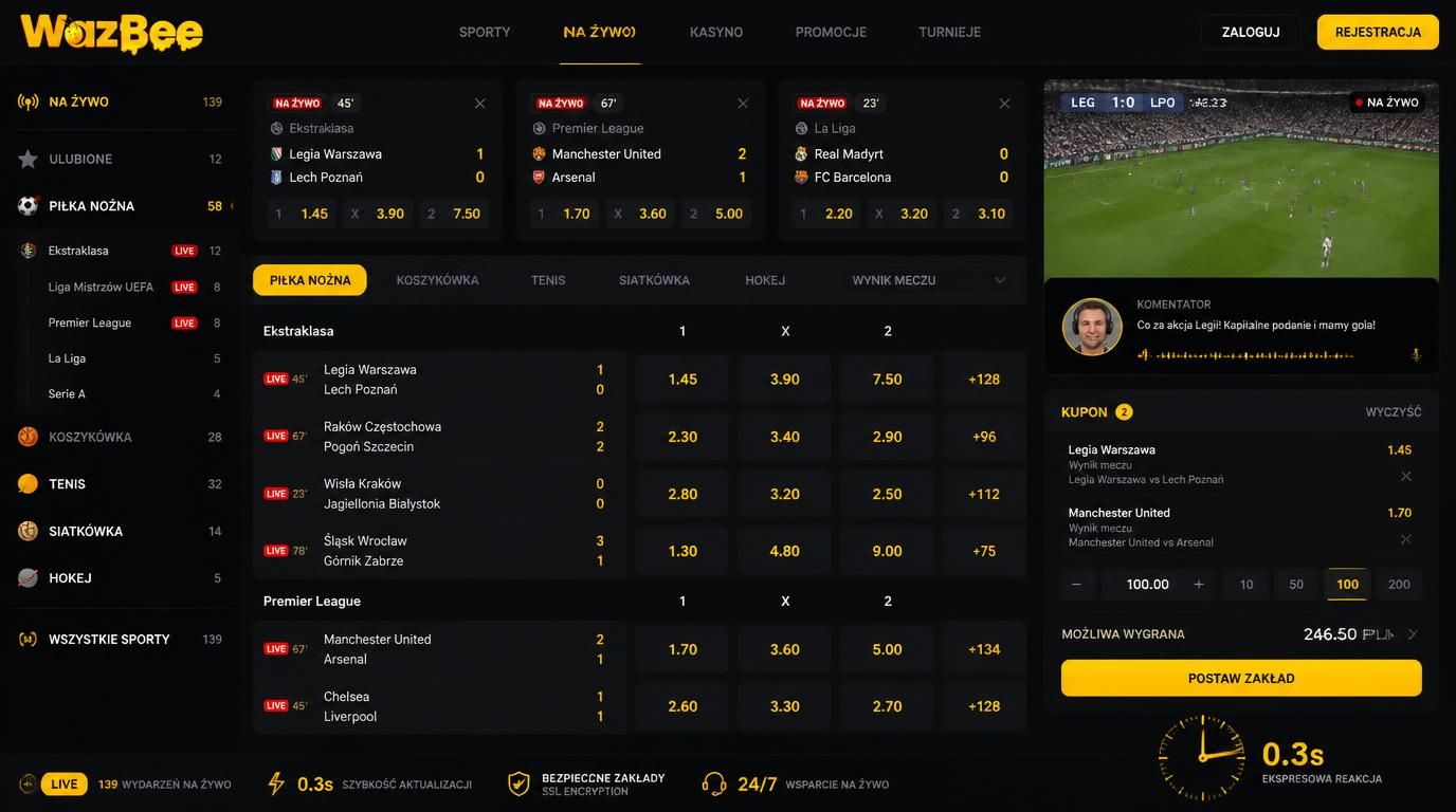 zaklady live w wazbee casino z ekranem meczu i kursami na zywo