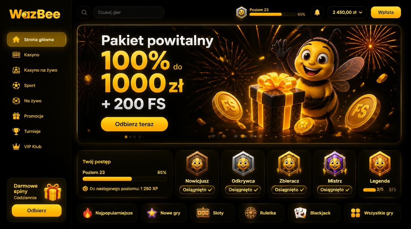Pakiet przywitalny z bonusem powitalnym do 1000 zł i darmowymi spinami